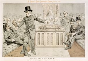 &39;Come Out of That&39;, o Sr. Gladstone retorna do país, e encontra seu assento ocupado, de &39;St. Apresentação de Revisão de Stephen Cartoon, 7 de agosto de 1886 de Tom Merry